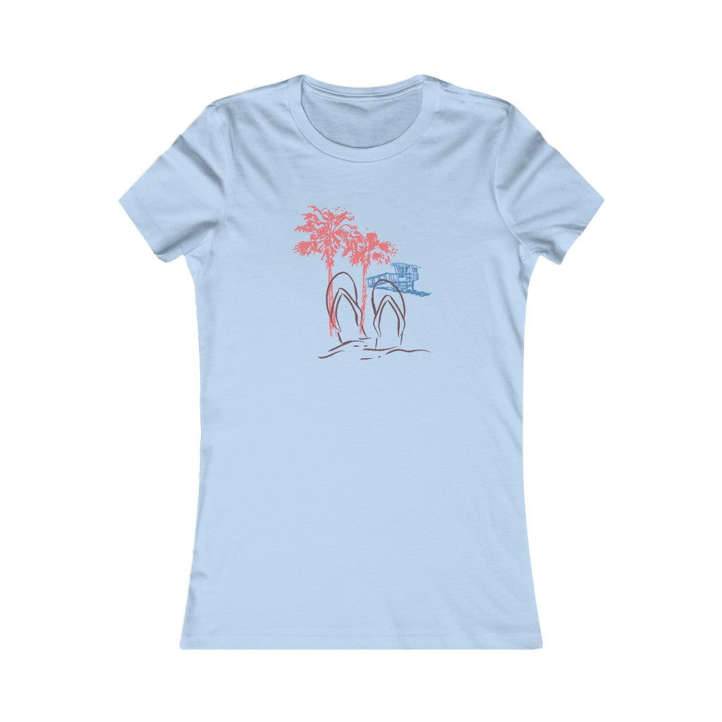 Beach T-Shirt, California lover tee, Junior's slim fit tee with soft cotton and quality print.  Beach lover shirt. Palm tree, flip flops, lifeguard stand.  Cali vibes design.  Junior's California T-Shirt. Beach lover tee.  Surfer shirt. Junior short sleeve tshirt. Beaches, palm trees, sun, and sand float through your mind. Her go-to tee fits like a well-loved favorite, featuring a slim feminine fit. 