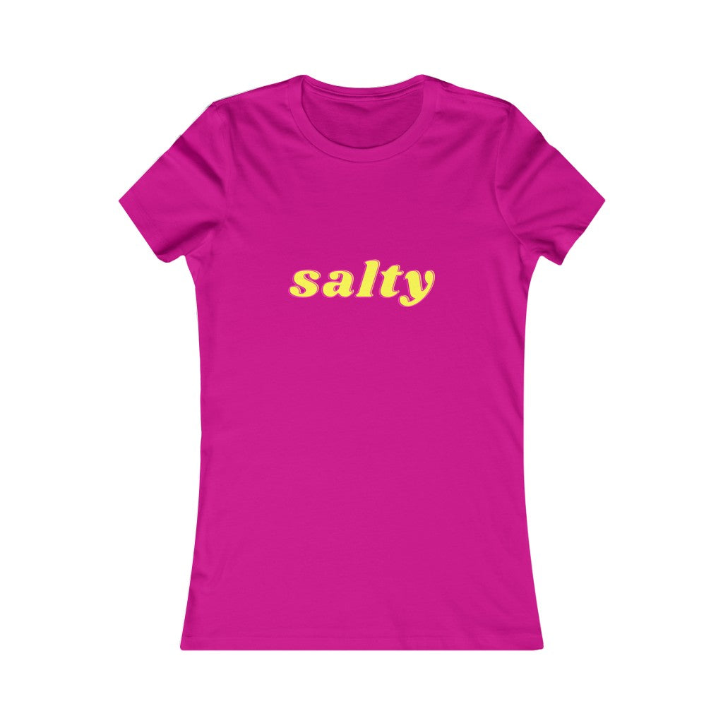 Salty T-Shirt - Junior's short sleeve Tee - Salt-ee Funny TShirt - Junior's adorable cotton tee. Sassy Stylish Shirt.  Her go-to tee fits like a well-loved favorite, featuring a slim feminine fit.  Additionally, it is comfortable with super soft cotton and quality print.