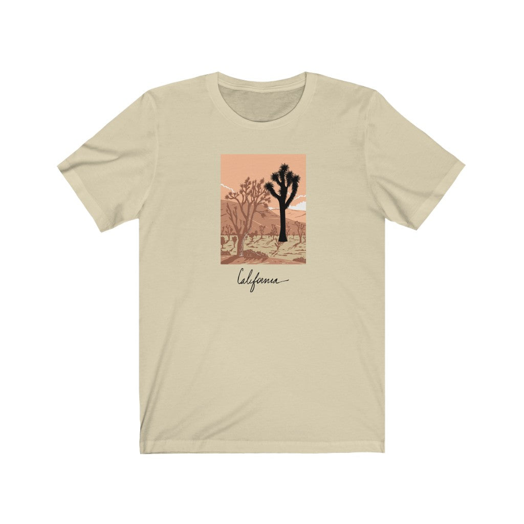 California desert T-Shirt. Cali lover tee. Cactus, mountain, desert shirt. This classic unisex jersey short sleeve tee fits like a well-loved favorite. Soft cotton and quality print make you fall in love with it. For both men and women and offered in 5 great colors.