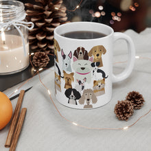 Load image into Gallery viewer, Dog breed coffee mug. You know your tribe has the right vibe! Dogs bring that &quot;happy&quot; to our lives. Warm your soul with a nice cuppa out of this perfectly sized ceramic dog mug.  It’s microwave safe and dishwasher safe and made of white, durable ceramic in an 11-ounce size. It’s the perfect gift for your true coffee, tea or hot chocolate lover. 
