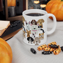 Load image into Gallery viewer, Dog breed coffee mug. You know your tribe has the right vibe! Dogs bring that &quot;happy&quot; to our lives. Warm your soul with a nice cuppa out of this perfectly sized ceramic dog mug.  It’s microwave safe and dishwasher safe and made of white, durable ceramic in an 11-ounce size. It’s the perfect gift for your true coffee, tea or hot chocolate lover. 
