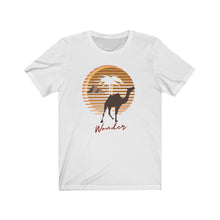 Load image into Gallery viewer, Wander Camel T-Shirt. Retro Pyramid, Egypt tee. Travel lover shirt. The perfect tee to express your wanderlust or a unique gift for the traveler in your life. This comfy cotton tee shirt is great for men and women.  This classic unisex jersey short sleeve tee fits like a well-loved favorite. Soft cotton and quality print.
