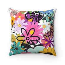 Load image into Gallery viewer, Peace Man! Brighten up any room with this cheerful Hippie Flower Pillow Case. Pillow not included -Size -14&quot; × 14&quot; -100% Spun polyester - Made from specially spun polyester threads, it retains it&#39;s shape, doesn&#39;t wrinkle so doesn&#39;t require ironing -Beige plastic zipper with metal head -Double sided print -Concealed zipper
