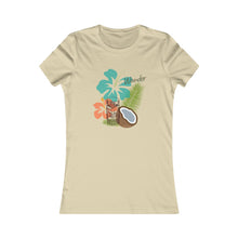 Load image into Gallery viewer, Sport your aloha with this perfectly tropical tee. Junior&#39;s short sleeve tee. Hibiscus, tikis, and coconuts! Hawaii shirt. Her go-to tee fits like a well-loved favorite, featuring a slim feminine fit. Additionally, it is comfortable with super soft cotton and quality print. 
