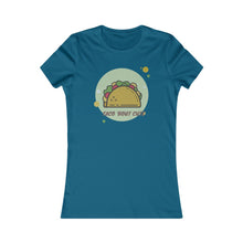 Load image into Gallery viewer, Taco Bout Cute T-Shirt. Taco lover tee. Taco Tuesday cute shirt. This special women&#39;s tee has a slim feminine fit. It&#39;s comfortable with super soft cotton and quality print that is sure to become her favorite! For women and offered in 5 great colors.
