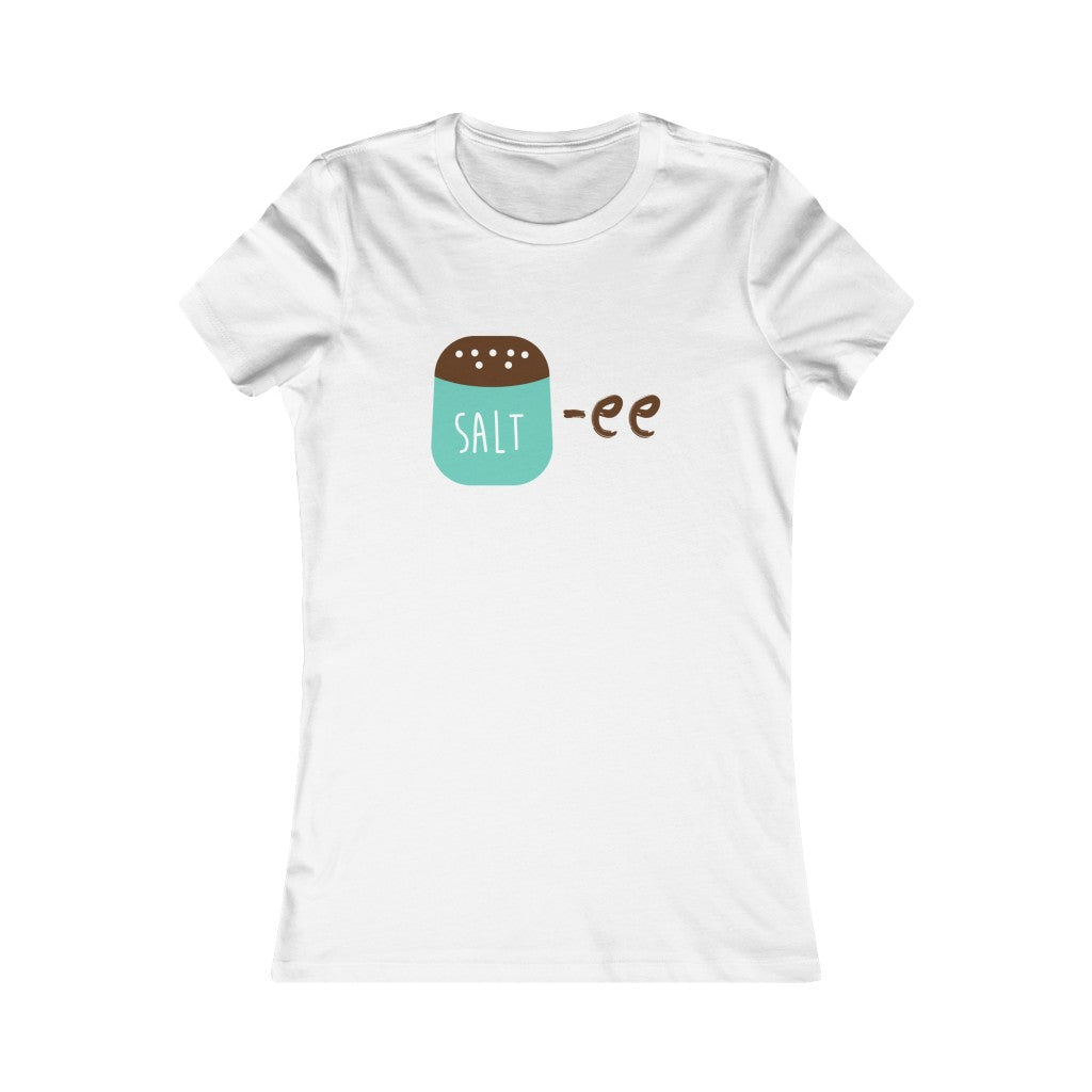Salty T-Shirt - Juniors short sleeve Tee - Salt-ee Funny TShirt - Junior's adorable cotton tee. Sassy Stylish Shirt.  Her go-to tee fits like a well-loved favorite, featuring a slim feminine fit.  it is comfortable with super soft cotton and quality print. 