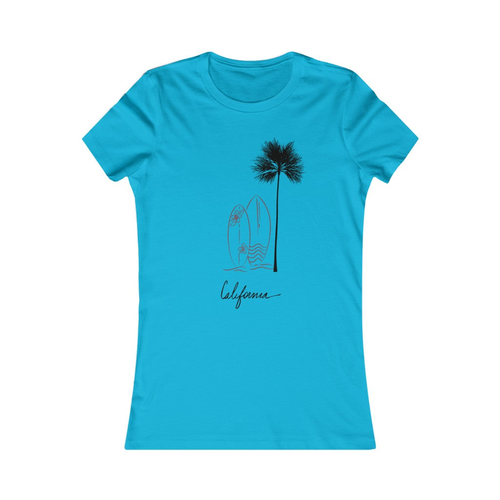 Junior's California T-Shirt. Beach lover tee.  Surfer shirt. Junior short sleeve tshirt. Beaches, palm trees, sun, and sand float through your mind. Her go-to tee fits like a well-loved favorite, featuring a slim feminine fit. Additionally, it is comfortable with super soft cotton and quality print that will make you fall in love with it.