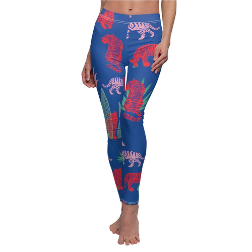 Welcome to the Jungle Leggings. Tiger print yoga pants. These skinny fitting high-waisted yoga leggings will take you from workout to store run in comfort and style. They are soft and comfortable with an all-over print that adds an instant pop to any athleisure wardrobe. 