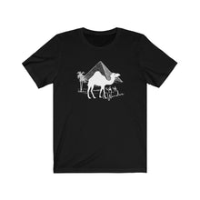 Load image into Gallery viewer, Wander Pyramid Camel T-Shirt. Retro Pyramid, Egypt tee. Travel lover shirt. The perfect tee to express your wanderlust or a unique gift for the traveler in your life. This comfy cotton tee shirt is great for men and women.  This classic unisex jersey short sleeve tee fits like a well-loved favorite. Soft cotton and quality print make you fall in love with it.
