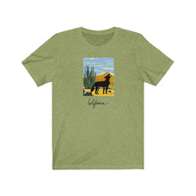 Load image into Gallery viewer, California desert T-Shirt. Cali lover tee. Cactus, mountain, desert shirt. This classic unisex jersey short sleeve tee fits like a well-loved favorite. Soft cotton and quality print make you fall in love with it. For both men and women and offered in 5 great colors.
