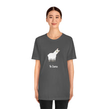 Load image into Gallery viewer, Yo Llama T-Shirt -  Unisex Llama T-shirt .  Llama Unisex Tee.  Llama pun, funny tee.  Illustrated llama standing with its head cocked to the side and looking inquisitively and the words, Yo Llama, under it. Unique T-Shirts for men and women. This classic unisex jersey short sleeve tee fits like a well-loved favorite.  Perfect t-shirt fit for men or women.
