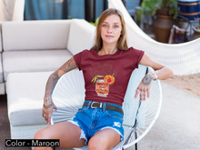 Load image into Gallery viewer, This unique Mai Tai tee makes the ultimate personal statement. Respect Mai-Authora-Tai! Perfect junior&#39;s t-shirt for your tiki collection or that Tiki-phile friend of yours.  Her go-to tee fits like a well-loved favorite, featuring a slim feminine fit. Additionally, it is comfortable with super soft cotton and quality print. 
