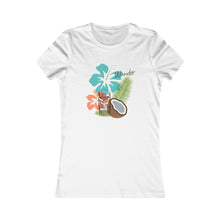 Load image into Gallery viewer, Sport your aloha with this perfectly tropical tee. Junior&#39;s short sleeve tee. Hibiscus, tikis, and coconuts! Hawaii shirt. Her go-to tee fits like a well-loved favorite, featuring a slim feminine fit. Additionally, it is comfortable with super soft cotton and quality print. 
