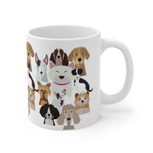 Load image into Gallery viewer, Dog breed coffee mug. You know your tribe has the right vibe! Dogs bring that &quot;happy&quot; to our lives. Warm your soul with a nice cuppa out of this perfectly sized ceramic dog mug.  It’s microwave safe and dishwasher safe and made of white, durable ceramic in an 11-ounce size. It’s the perfect gift for your true coffee, tea or hot chocolate lover. 
