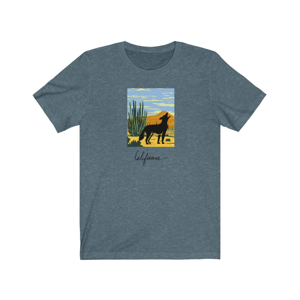 California desert T-Shirt. Cali lover tee. Cactus, mountain, desert shirt. This classic unisex jersey short sleeve tee fits like a well-loved favorite. Soft cotton and quality print make you fall in love with it. For both men and women and offered in 5 great colors.