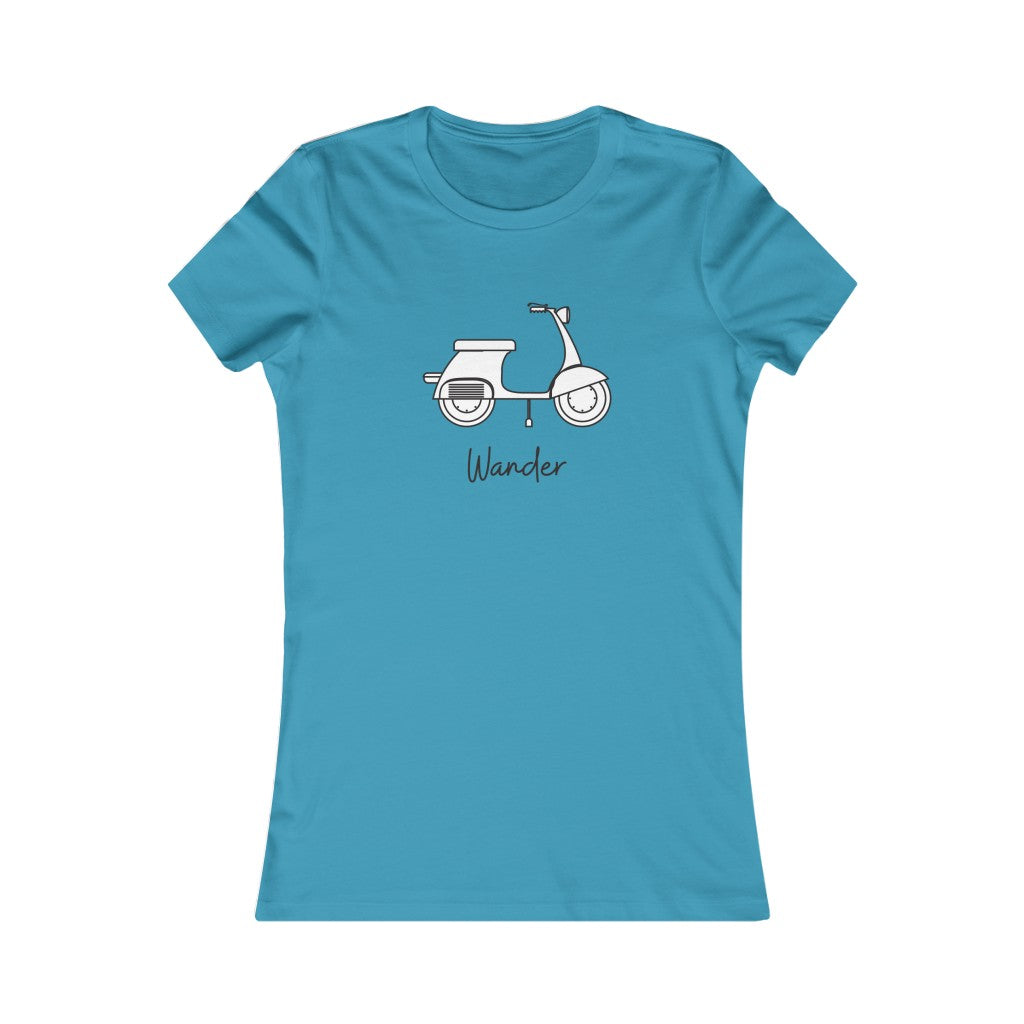 Wander T-Shirt.  French and Italian Scooter tee.  Cute travel shirt. This special junior's tee has a slim feminine fit. It's comfortable with super soft cotton and quality print that is sure to become her favorite! For juniors and offered in 5 great colors.