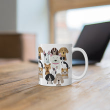 Load image into Gallery viewer, Dog breed coffee mug. You know your tribe has the right vibe! Dogs bring that &quot;happy&quot; to our lives. Warm your soul with a nice cuppa out of this perfectly sized ceramic dog mug.  It’s microwave safe and dishwasher safe and made of white, durable ceramic in an 11-ounce size. It’s the perfect gift for your true coffee, tea or hot chocolate lover. 
