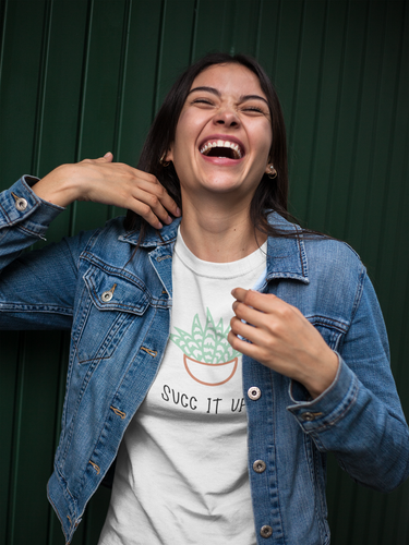Succulent humor T-Shirt. This cute junior's short sleeve tee will get attention with its play on words and chic look. Fits like a well-loved favorite and features a slim feminine fit. Cactus succulent shirt- cute, funny gift.