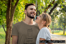 Load image into Gallery viewer, I Drink Coffee and I Know Things - Coffee Lover T-Shirt.  Great gift for a coffee person or barista.  Caffeine lover tee shirt.  Great fit for both men and women. This classic unisex jersey short sleeve tee fits like a well-loved favorite. Soft cotton and quality print make you fall in love with it over and over again. 
