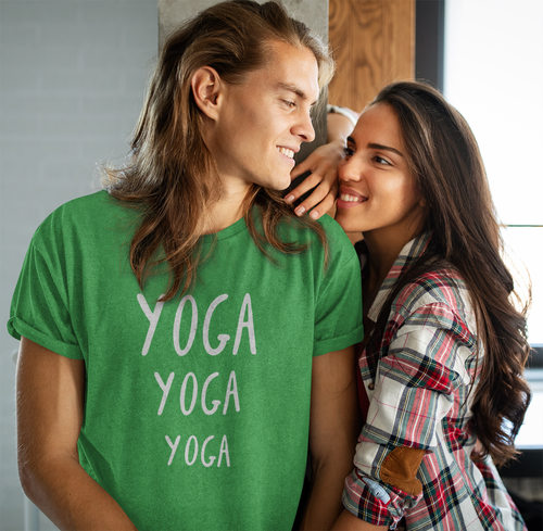 Yoga Yoga Yoga - Yoga T-Shirt - A simple, classic, meaningful design for all our yogis out there.  This classic unisex jersey short sleeve tee fits like a well-loved favorite. Soft cotton and quality print make you fall in love with it. 100% Airlume combed and ringspun cotton great for men and women.