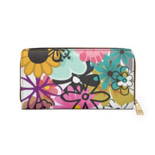 Load image into Gallery viewer, HIPPIE FLOWER ZIPPER WALLET - Flower wallet. Cute gift - Stylish wallet for women. Carry around all your credit cards, cash, and driver&#39;s licenses in style. Made with cruelty-free faux leather - Size: 7.87&quot; x 4.33&quot; (20cm x 11cm)
