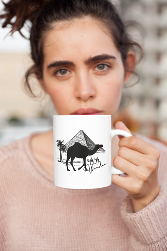 Wander Pyramid Camel Mug Wander. Explore. See. Travel. The perfect mug to express your wanderlust or a unique gift for the traveler in your life Warm your soul with a nice cuppa out of this perfectly sized ceramic mug. It’s microwave safe and dishwasher safe and made of white, durable ceramic in an 11-ounce size. It’s the perfect gift for your true coffee, tea or hot chocolate lover. 