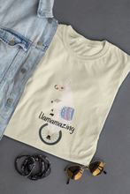 Load image into Gallery viewer, Llamazing -  Llama Unisex T-Shirt.  Llama pun, funny tee.  Illustrated llama riding a unicycle and the words, Llamazing across it. Unique T-Shirts for men and women. This classic unisex jersey short sleeve tee fits like a well-loved favorite.  Perfect t-shirt fit for men or women.
