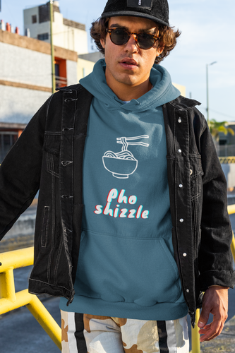 Pho Shizzle hooded sweatshirt.  Pho sho this hoodie is the shiznit!  Inspired by what else?  Pho!  Express your noodle life with this fun design.  Makes a great gift.  This unisex heavy blend hooded sweatshirt is relaxation itself. Great for men and women.