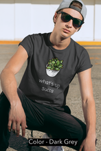 Load image into Gallery viewer, What the succulent tee. Succulent humor T-Shirt. Cactus succulent shirt- cute, funny gift. This soft short sleeve tee will get attention with its play on words and chic look. This classic unisex jersey short sleeve tee fits like a well-loved favorite. Great short sleeve tee for men or women.  Soft cotton and quality print.
