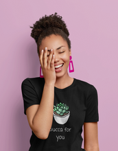 Load image into Gallery viewer, Succulent humor T-Shirt. This cute junior&#39;s short sleeve tee will get attention with its play on words and chic look. Fits like a well-loved favorite and features a slim feminine fit. Cactus succulent shirt- cute, funny gift.
