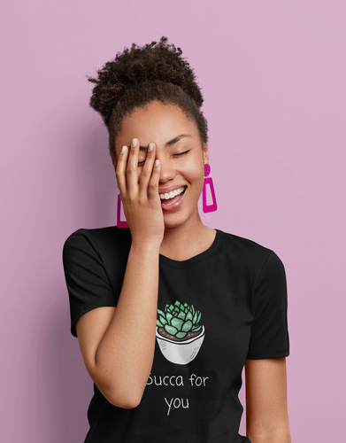Succulent humor T-Shirt. This cute junior's short sleeve tee will get attention with its play on words and chic look. Fits like a well-loved favorite and features a slim feminine fit. Cactus succulent shirt- cute, funny gift.