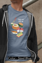 Load image into Gallery viewer, Come Roll With Me Sushi T-Shirt. I Love Sushi tee.  Japanese sushi shirt.  Asian food tshirt. This classic unisex jersey short sleeve tee fits like a well-loved favorite. Soft cotton and quality print make you fall in love with it. For both men and women and offered in 5 great colors.
